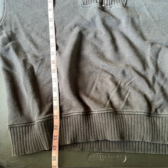 Aerie Down to Earth Soft Black Cotton Ribbed Quarter Zip Pullover Sweatshirt M - Picture 10 of 11